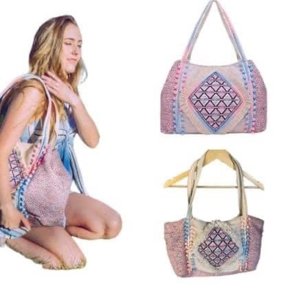 AMERICA & BEYOND | Unique Rainbow Pastel Hand-Embroidered ShoulderBag Purse Tote